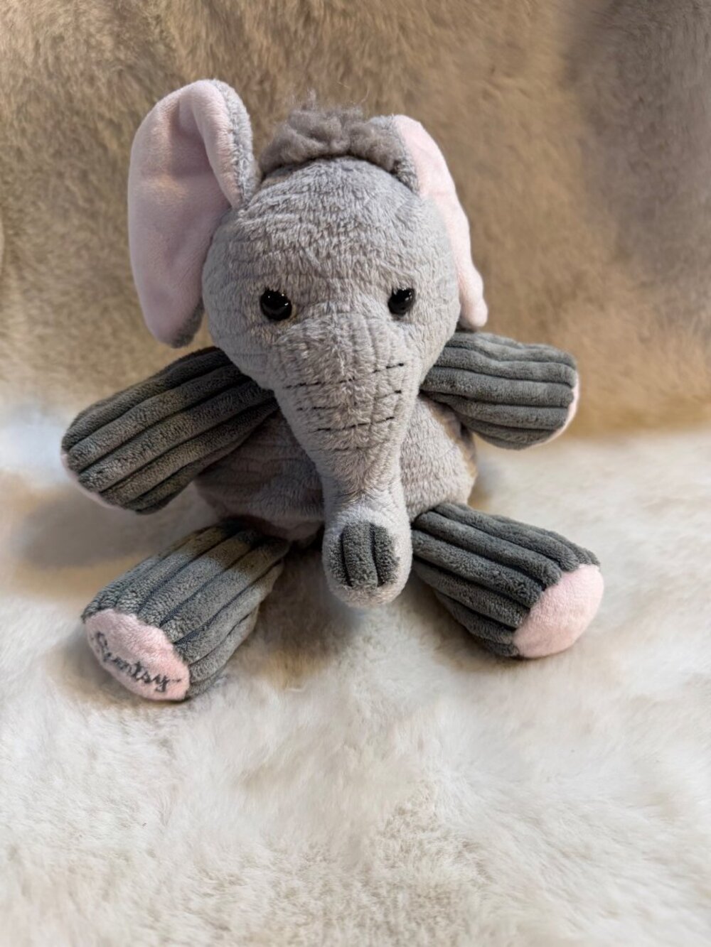 Scentsy Buddy Elephant Ollie the Elephant Plush Toy Soft Gray & Pink 8" Stuffed